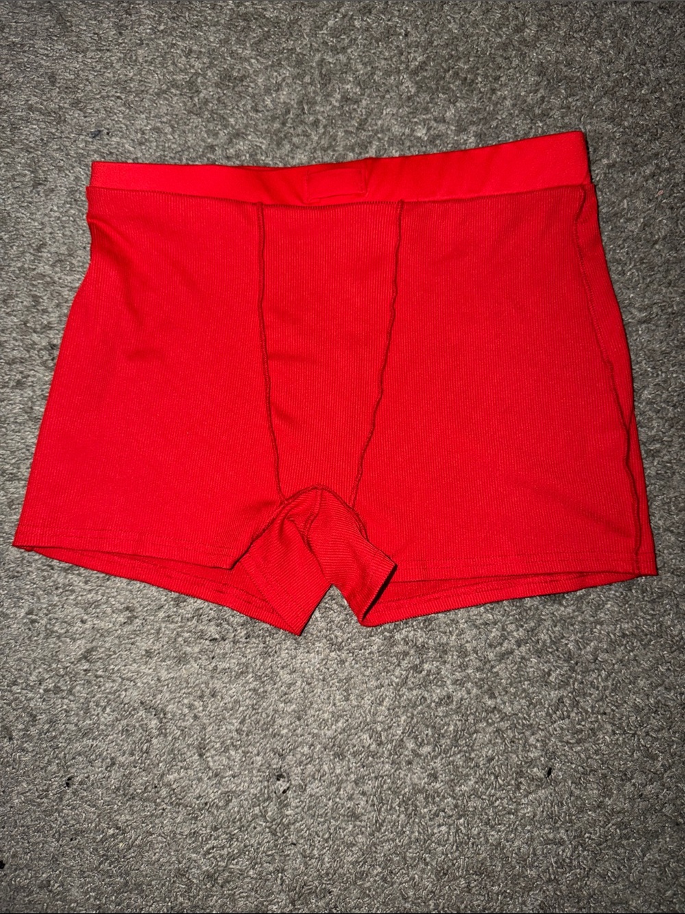 Red Women's Ribbed Pajama Set - Short Sleeve Top & Shorts - Picture 3 of 6